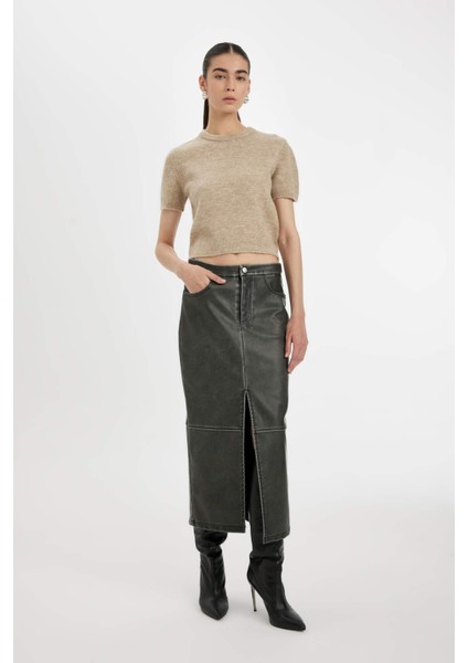 Regular Fit Bisiklet Yaka Premium Basic Düz Kısa Kollu Triko Kazak C9049AX24WN