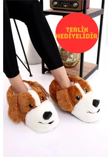 Köpekli Peluş Unisex Hayvanlı Panduf Ev Ayakkabısı