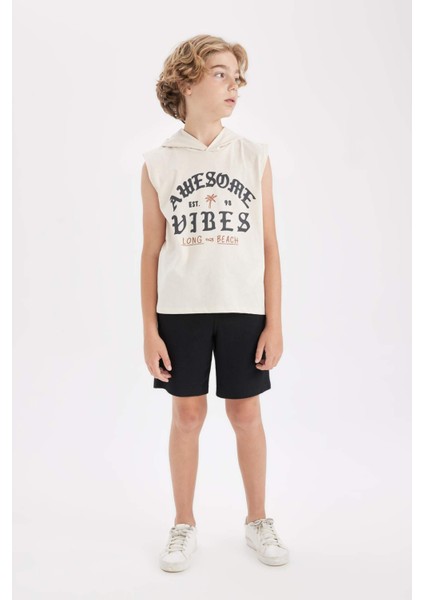 Erkek Çocuk Kapüşonlu Baskılı Atlet D0783A824HS