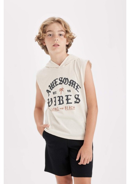 Erkek Çocuk Kapüşonlu Baskılı Atlet D0783A824HS