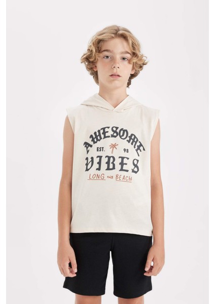 Erkek Çocuk Kapüşonlu Baskılı Atlet D0783A824HS