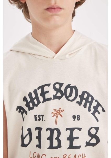 Erkek Çocuk Kapüşonlu Baskılı Atlet D0783A824HS