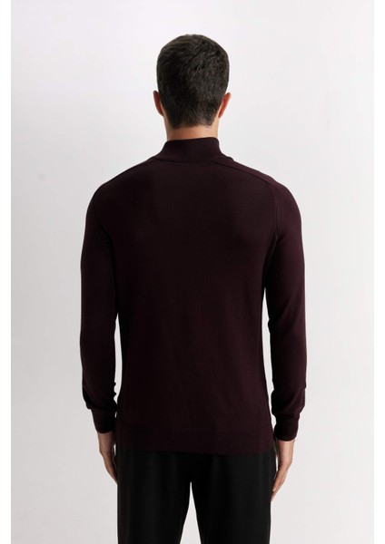 Standart Fit Yarım Boğazlı Yarı Fermuarlı Triko Kazak D0624AX24AU