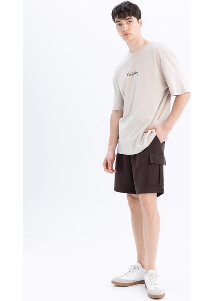 Regular Fit Kargo Cepli Basic Düz Bermuda Şort D0476AX24SM