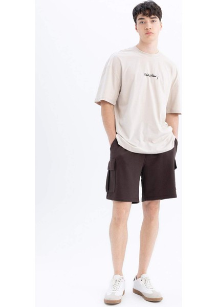 Regular Fit Kargo Cepli Basic Düz Bermuda Şort D0476AX24SM