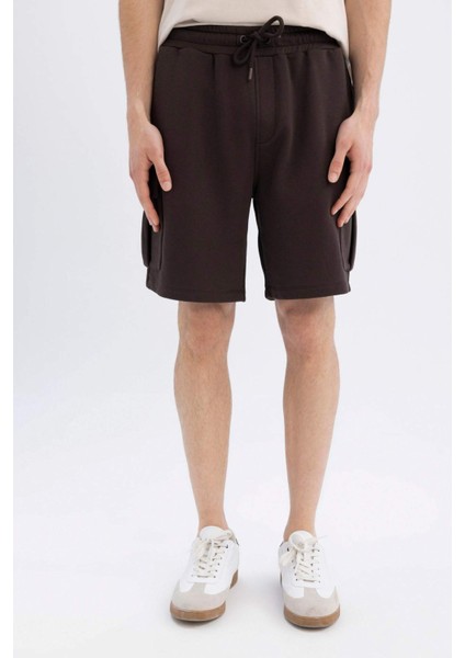 Regular Fit Kargo Cepli Basic Düz Bermuda Şort D0476AX24SM