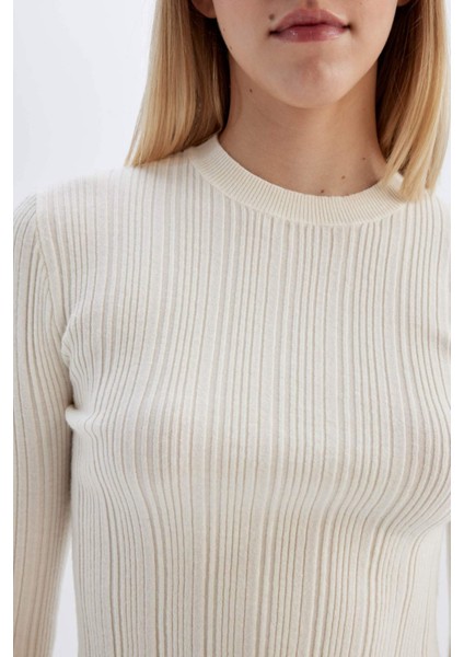 Slim Fit Dar Kesim Bisiklet Yaka Triko Kazak A2057AX24AU