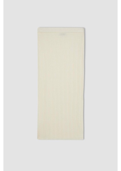 Coool Slim Fit Dar Kesim Basic Düz Yırtmaçlı Triko Midi Etek A2058AX24AU