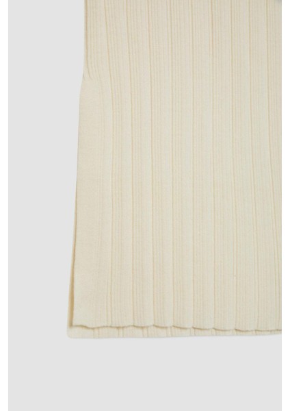 Coool Slim Fit Dar Kesim Basic Düz Yırtmaçlı Triko Midi Etek A2058AX24AU