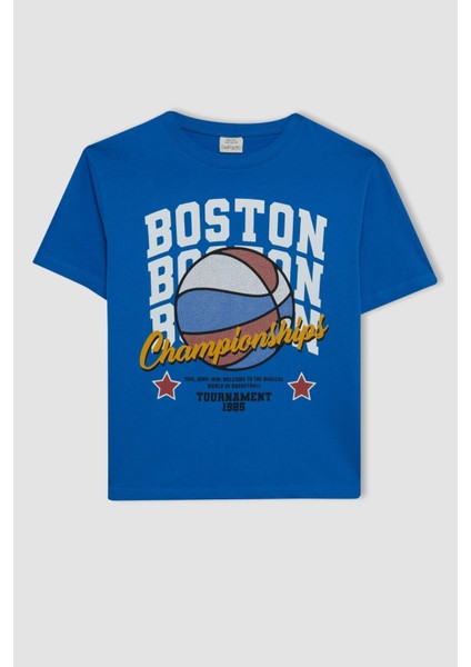 Erkek Çocuk 2'li Takım Baskılı Kısa Kollu Tişört Üst Beli Lastikli Kısa Şort D1160A824HS