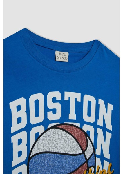 Erkek Çocuk 2'li Takım Baskılı Kısa Kollu Tişört Üst Beli Lastikli Kısa Şort D1160A824HS