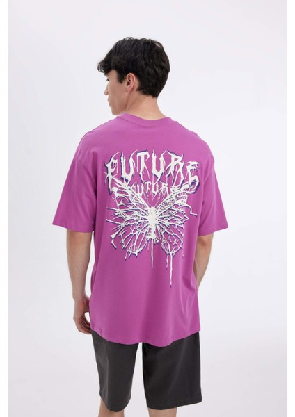 Comfort Regular Fit Rahat Kalıp Bisiklet Yaka Sırt Baskılı Kısa Kollu Tişört C4089AX24SM