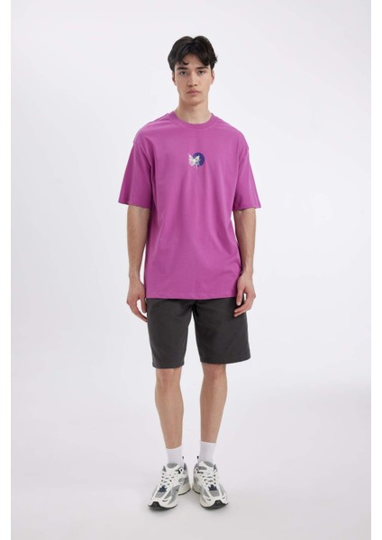 Comfort Regular Fit Rahat Kalıp Bisiklet Yaka Sırt Baskılı Kısa Kollu Tişört C4089AX24SM