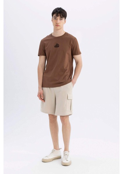 Regular Fit Kargo Cepli Basic Düz Bermuda Şort D0476AX24SM