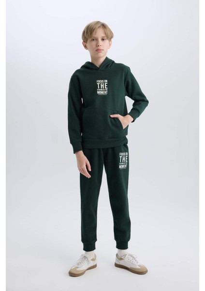 Erkek Çocuk Cepli Yazı Baskılı Kapüşonlu Okul Sweatshirt C7567A824WN