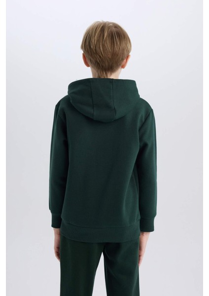 Erkek Çocuk Cepli Yazı Baskılı Kapüşonlu Okul Sweatshirt C7567A824WN