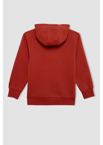 Erkek Çocuk Cepli Yazı Baskılı Kapüşonlu Okul Sweatshirt C7567A824WN