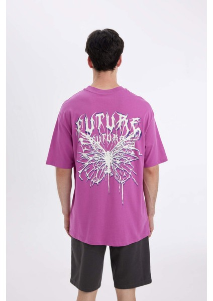 Comfort Regular Fit Rahat Kalıp Bisiklet Yaka Sırt Baskılı Kısa Kollu Tişört C4089AX24SM