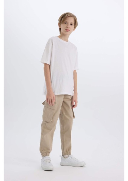 Erkek Çocuk Kargo Cepli Beli Bağcıklı Lastikli Paça Jogger Paça Gabardin Pantolon C6623A824AU
