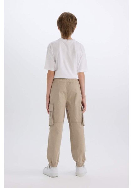 Erkek Çocuk Kargo Cepli Beli Bağcıklı Lastikli Paça Jogger Paça Gabardin Pantolon C6623A824AU