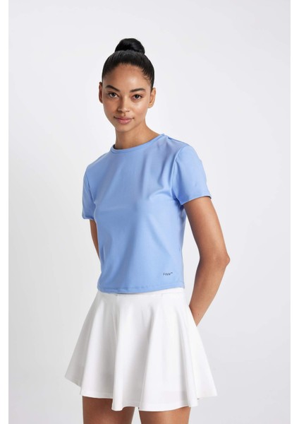 Fit Slim Fit Dar Kesim Bisiklet Yaka Arma Baskılı Sporcu Kısa Kollu Tişört C8369AX24HS