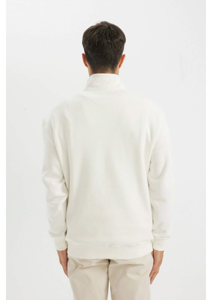 Comfort Regular Fit Rahat Kalıp Fermuarlı Dik Yaka Basic Düz Sweatshirt X7405AZ24AU