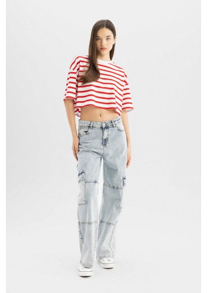 Fitted Çizgili Kısa Kollu Tişört A9046AX24SM