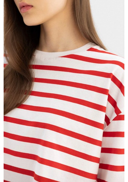 Fitted Çizgili Kısa Kollu Tişört A9046AX24SM