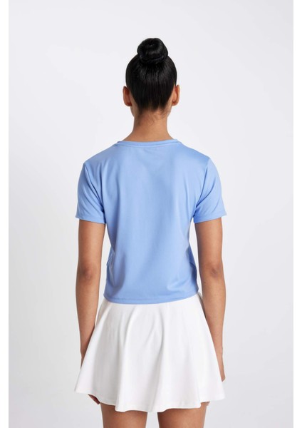 Fit Slim Fit Dar Kesim Bisiklet Yaka Arma Baskılı Sporcu Kısa Kollu Tişört C8369AX24HS