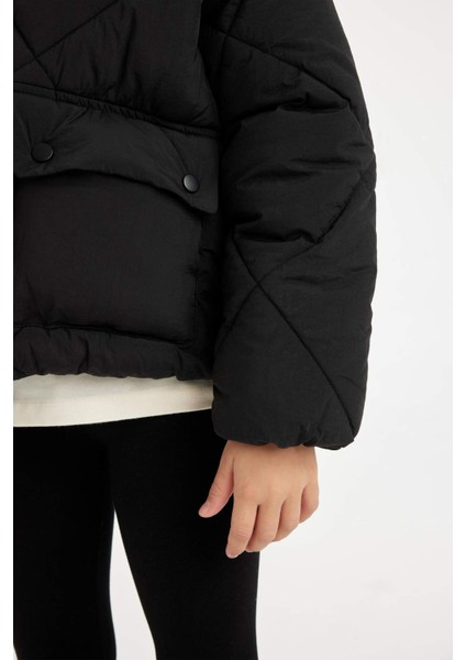 Kız Çocuk Su Geçirmez Şişme Mont Dik Yaka Cepli Fermuarlı C6335A824AU