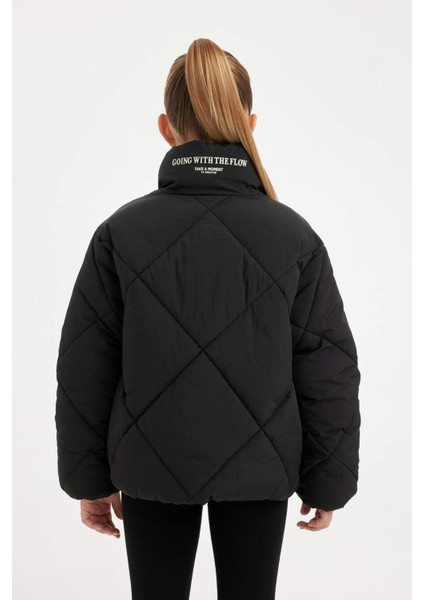 Kız Çocuk Su Geçirmez Şişme Mont Dik Yaka Cepli Fermuarlı C6335A824AU