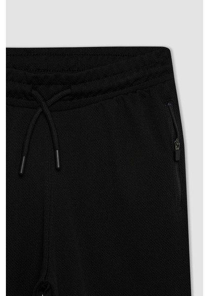 Erkek Çocuk Siyah Beli Paçası Lastikli Basic Düz Cepli Okul Jogger Eşofman Altı D0991A824AU