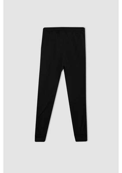 Erkek Çocuk Siyah Beli Paçası Lastikli Basic Düz Cepli Okul Jogger Eşofman Altı D0991A824AU