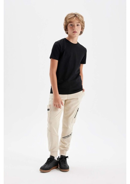 Erkek Çocuk Baskılı Beli Paçası Lastikli Cepli Jogger Okul Eşofman Altı