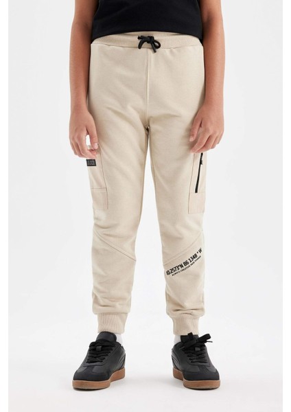 Erkek Çocuk Baskılı Beli Paçası Lastikli Cepli Jogger Okul Eşofman Altı