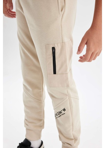 Erkek Çocuk Baskılı Beli Paçası Lastikli Cepli Jogger Okul Eşofman Altı