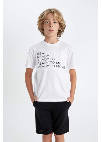 Erkek Çocuk Bisiklet Yaka Baskılı Kısa Kollu Tişört