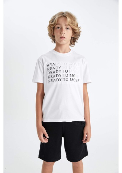 Erkek Çocuk Bisiklet Yaka Baskılı Kısa Kollu Tişört