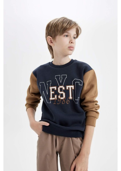 Erkek Çocuk Bisiklet Yaka Baskılı Sweatshirt C9794A824AU