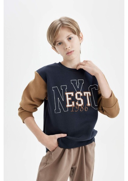 Erkek Çocuk Bisiklet Yaka Baskılı Sweatshirt C9794A824AU