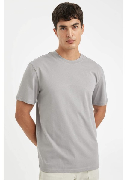 %100 Pamuk New Regular Fit Bisiklet Yaka Basic Düz Kısa Kollu Tişört V7699AZ24AU