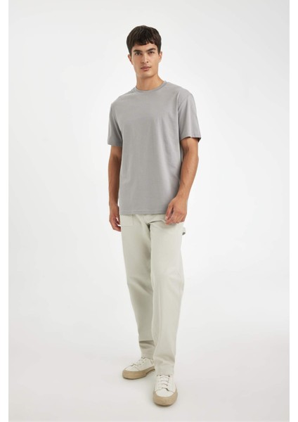 %100 Pamuk New Regular Fit Bisiklet Yaka Basic Düz Kısa Kollu Tişört V7699AZ24AU