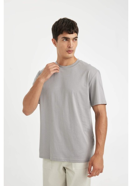 %100 Pamuk New Regular Fit Bisiklet Yaka Basic Düz Kısa Kollu Tişört V7699AZ24AU