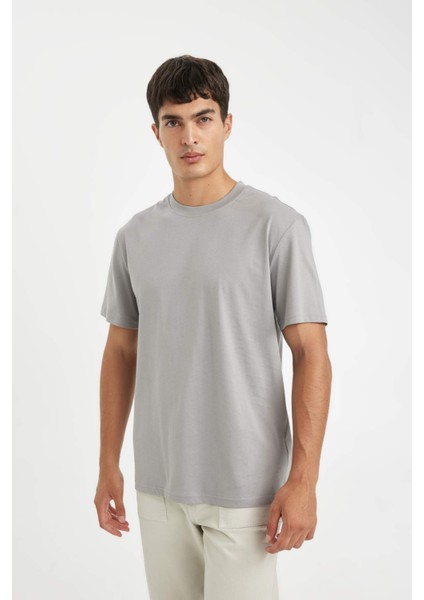 %100 Pamuk New Regular Fit Bisiklet Yaka Basic Düz Kısa Kollu Tişört V7699AZ24AU