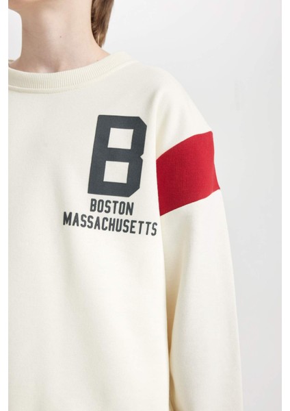 Erkek Çocuk Bisiklet Yaka Sırt Baskılı Sweatshirt C9796A824AU