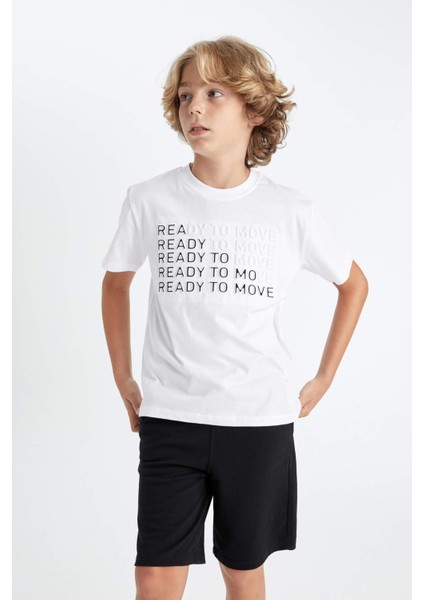 Erkek Çocuk Bisiklet Yaka Baskılı Kısa Kollu Tişört