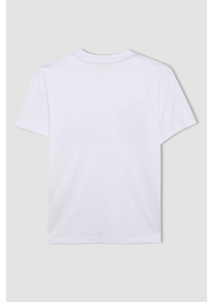 Erkek Çocuk Bisiklet Yaka Baskılı Kısa Kollu Tişört