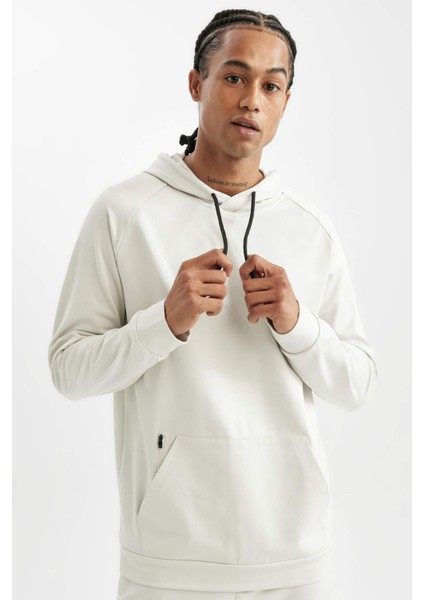 Fit Standart Fit Kapüşonlu Cepli Skuba Dalgıç Kumaş Sporcu Sweatshirt D1950AX24AU