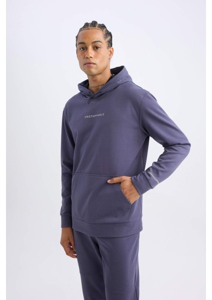 Fit Standart Fit Kapüşonlu Arma Baskılı Kanguru Cepli Skuba Dalgıç Kumaş Sporcu Sweatshirt D1893AX24AU