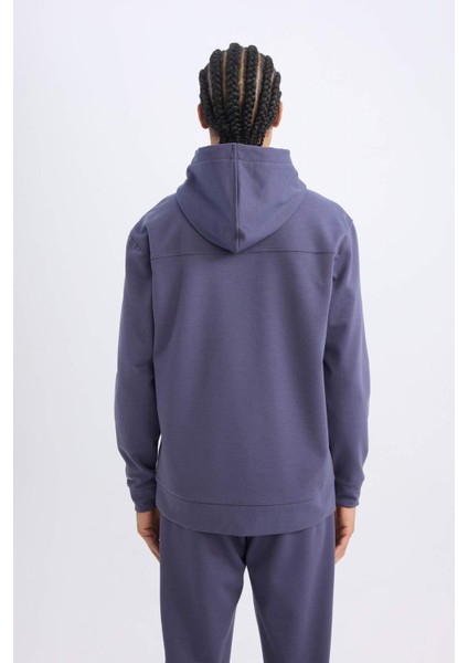 Fit Standart Fit Kapüşonlu Arma Baskılı Kanguru Cepli Skuba Dalgıç Kumaş Sporcu Sweatshirt D1893AX24AU